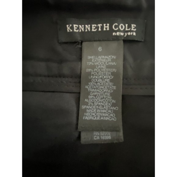 Kenneth Cole Mini Skirt Black Grey Wool Velvet Like Block 6 Above Knee Zips - Picture 3 of 12